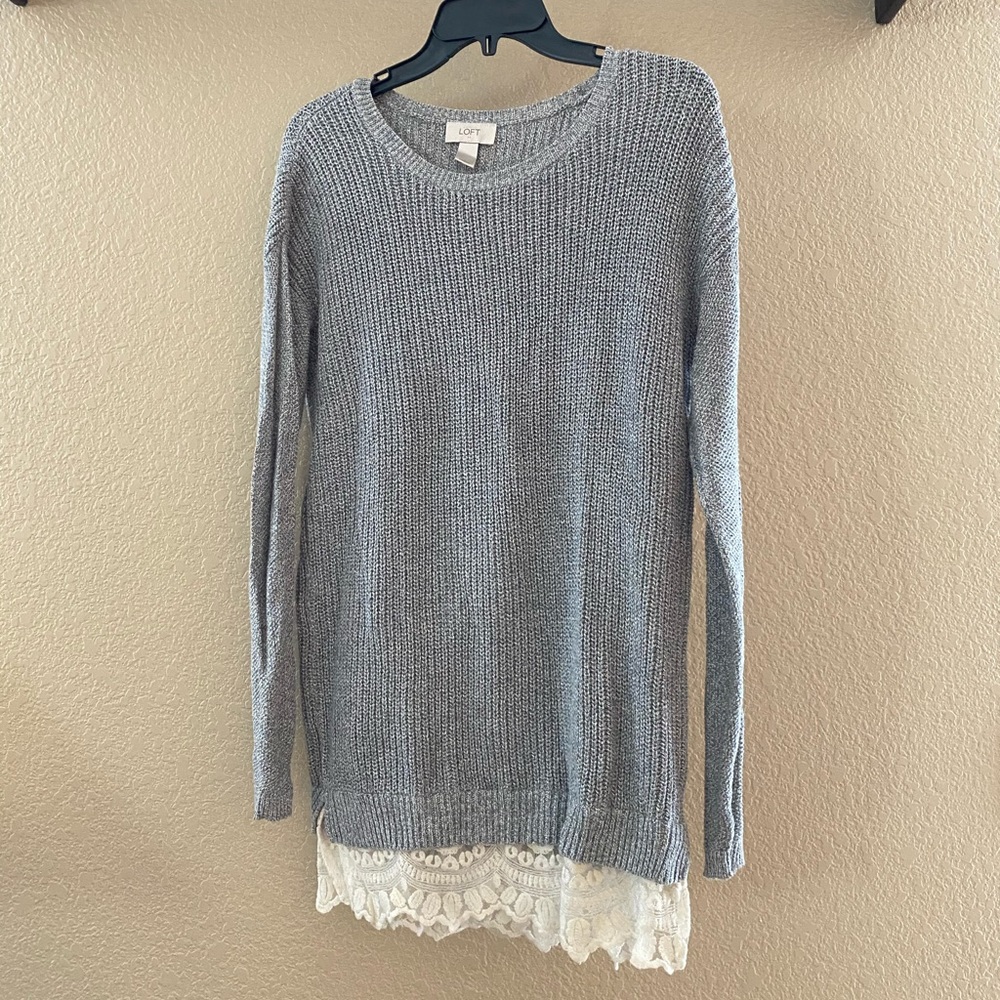 Knit Sweater with Lace Trim